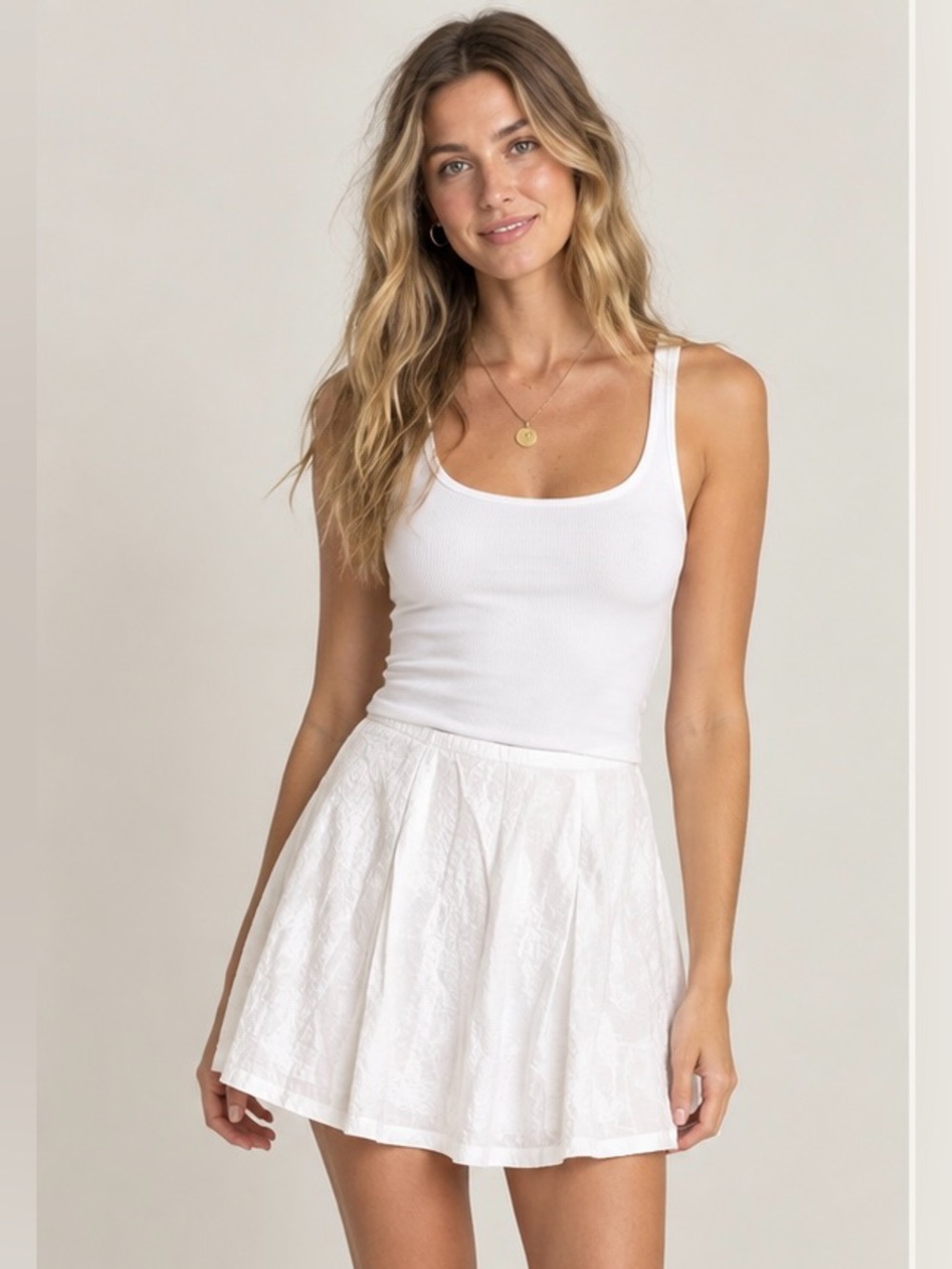 The Limited Pleated Skirt- White
